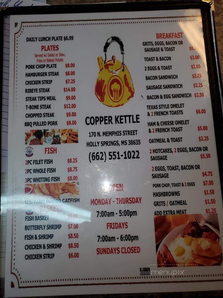 Copper Kettle - Holly Springs, MS menu_pic