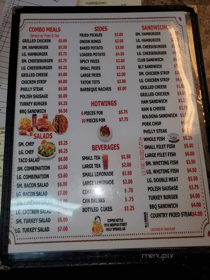 Copper Kettle - Holly Springs, MS menu_pic