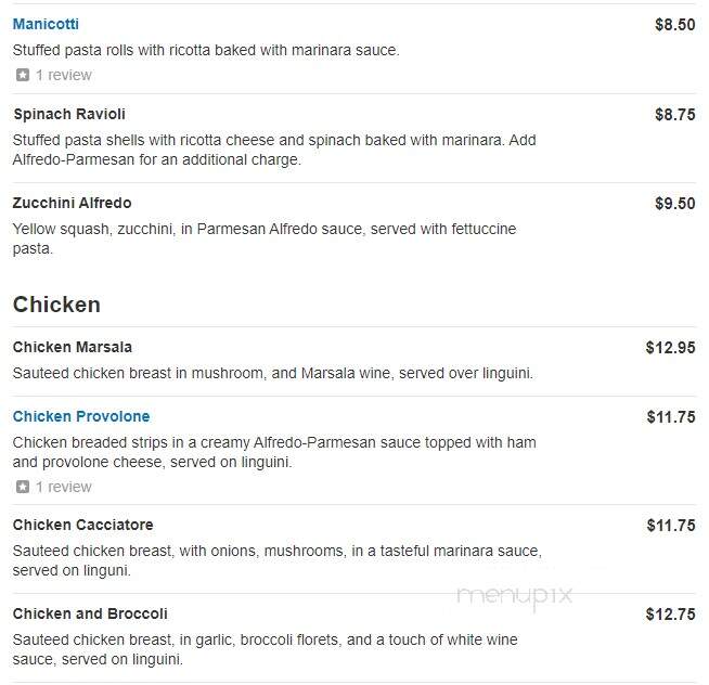 Romano's Italian Cuisine - Rockwell, NC menu_pic
