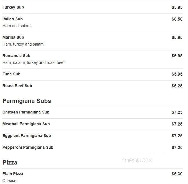 Romano's Italian Cuisine - Rockwell, NC menu_pic