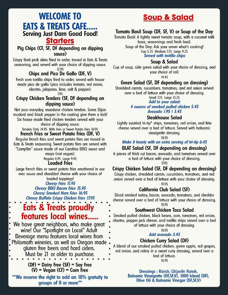 Eats & Treats Cafe - Philomath, OR menu_pic