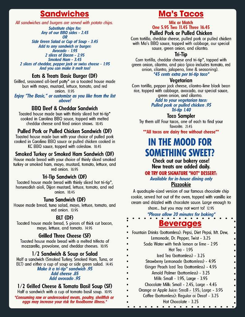Eats & Treats Cafe - Philomath, OR menu_pic