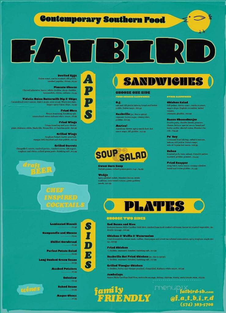 Fatbird - South Bend, IN menu_pic