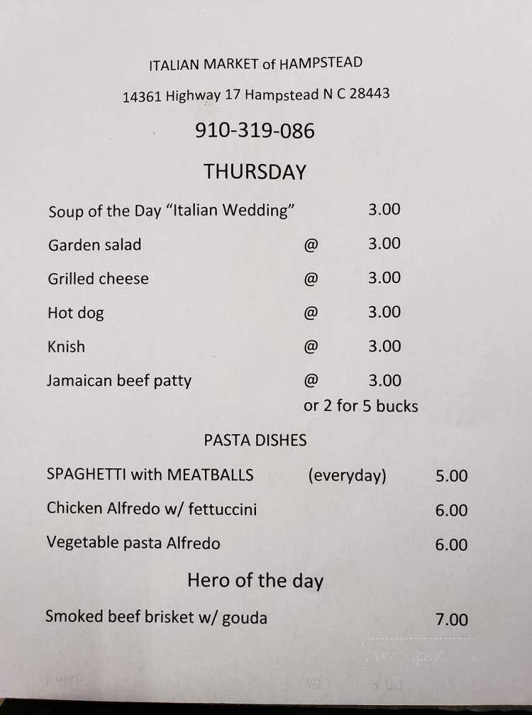 LoSchiavo's Italian Market - Hampstead, NC menu_pic