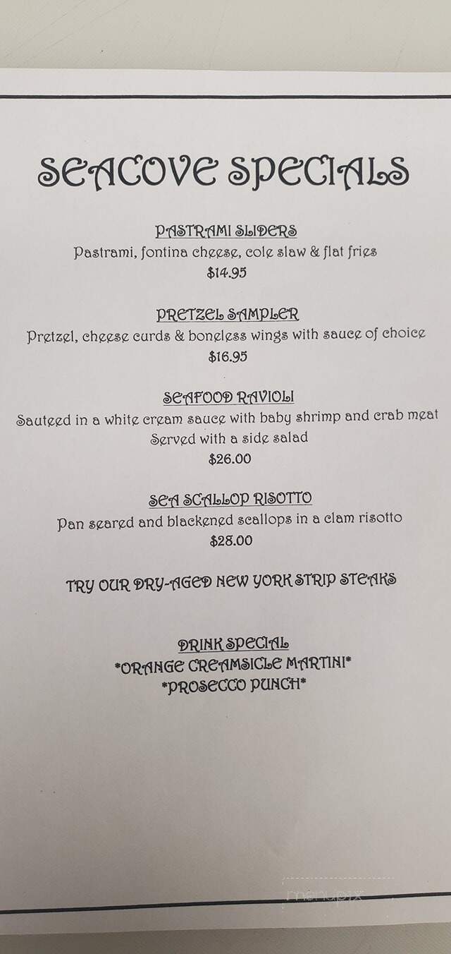 Sea Cove - Center Moriches, NY menu_pic