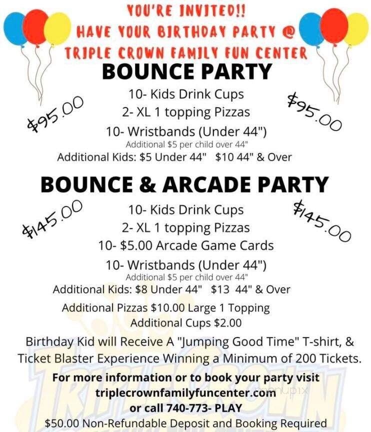 Triple Crown Family Fun Center - Chillicothe, OH menu_pic