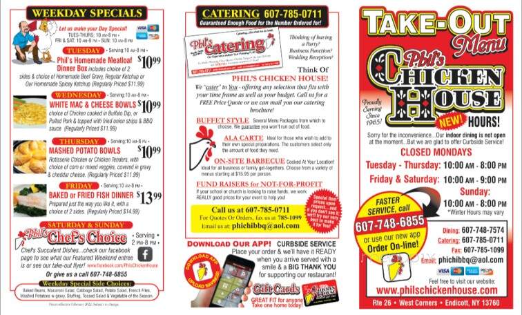 Phil's Chicken House - Endicott, NY menu_pic