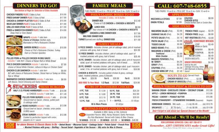 Phil's Chicken House - Endicott, NY menu_pic
