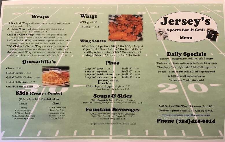 Jerseys Sports Bar And Grill - Uniontown, PA menu_pic
