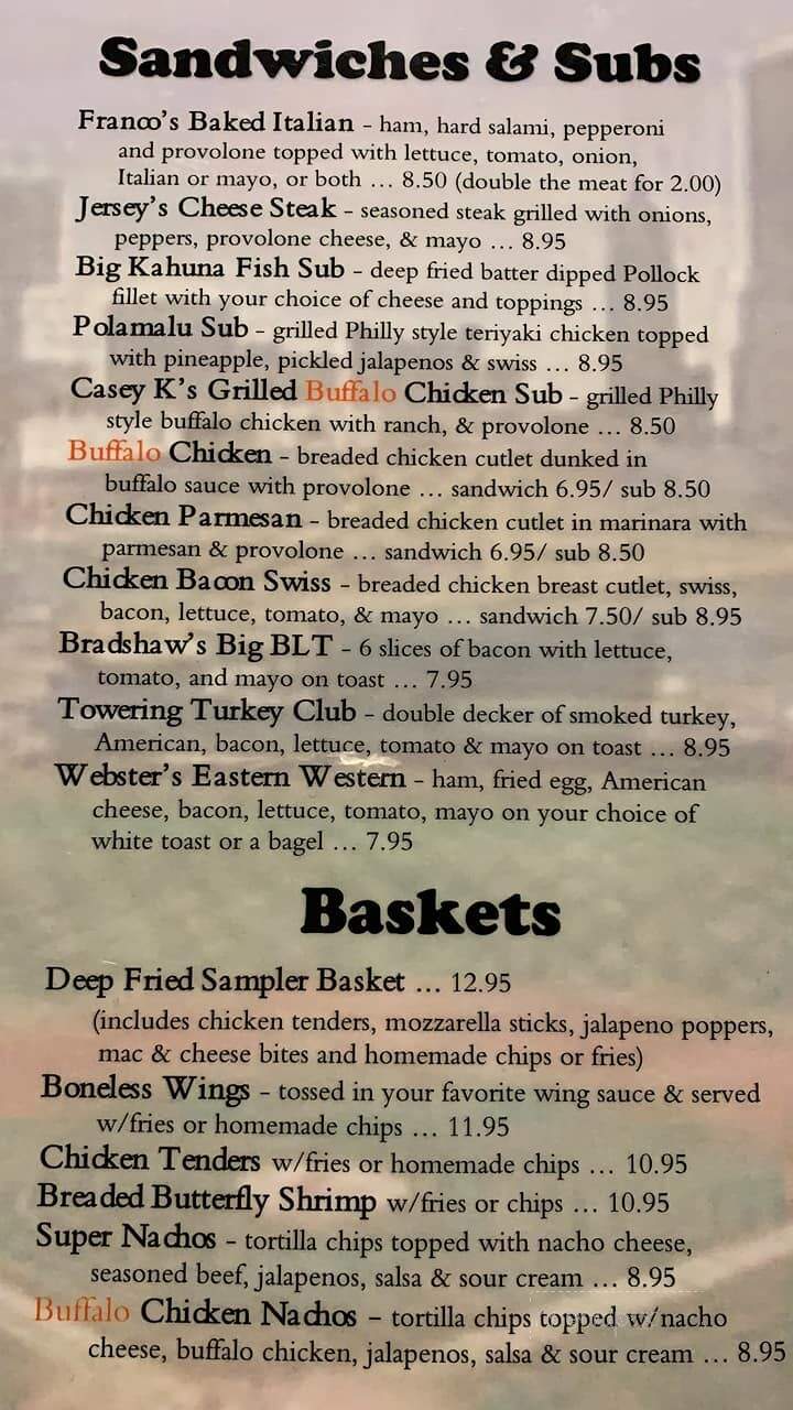 Jerseys Sports Bar And Grill - Uniontown, PA menu_pic