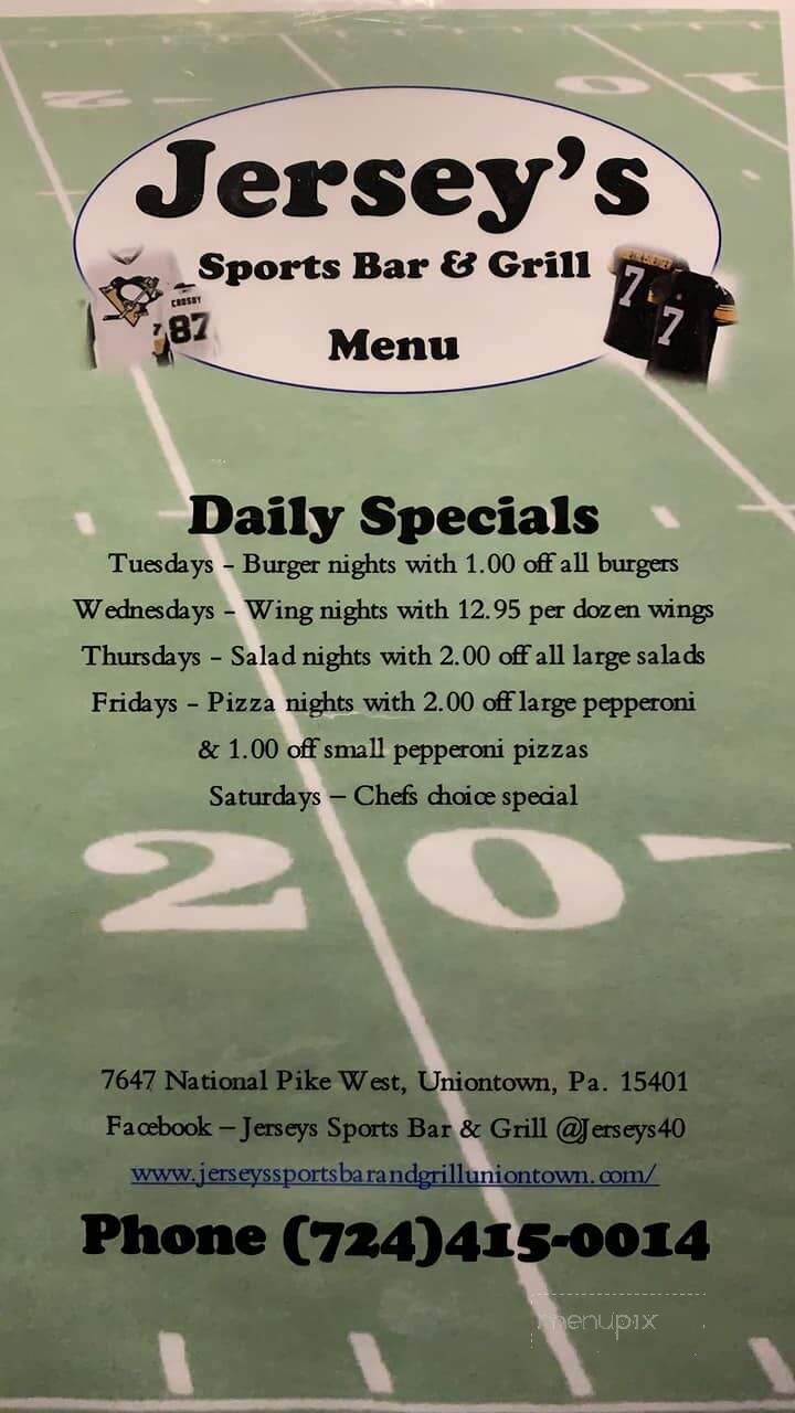 Jerseys Sports Bar And Grill - Uniontown, PA menu_pic