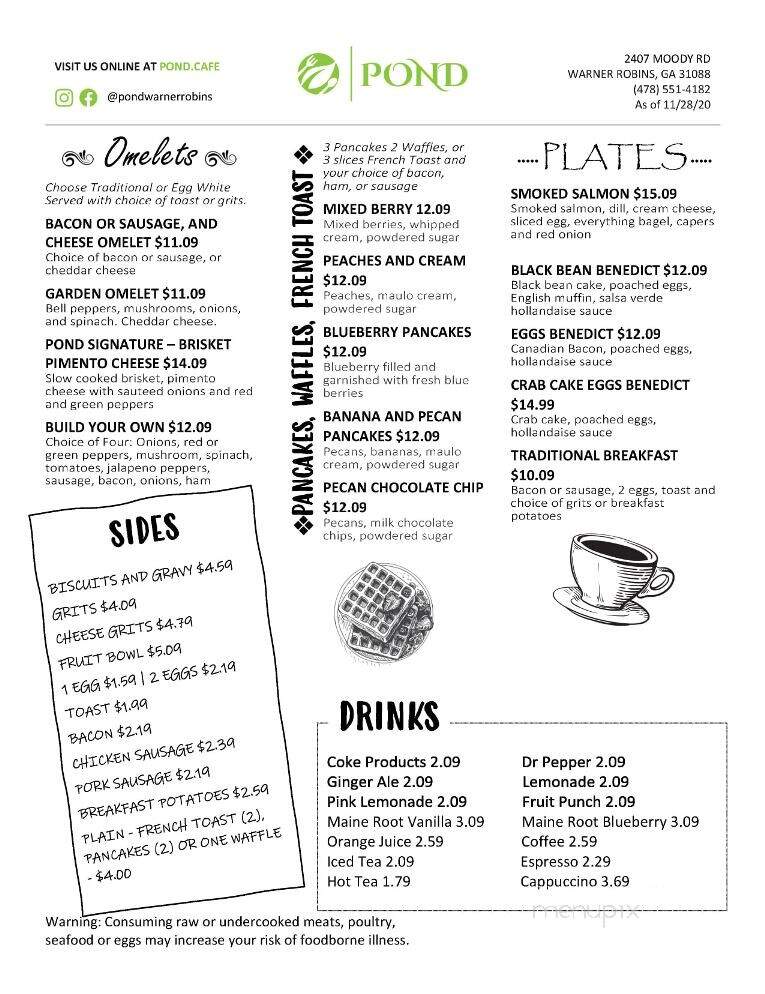 Pond - Warner Robins, GA menu_pic