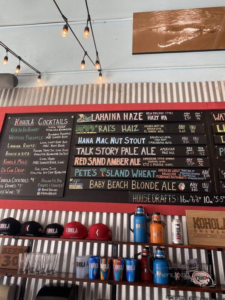 Kohola Brewery - Lahaina, HI menu_pic