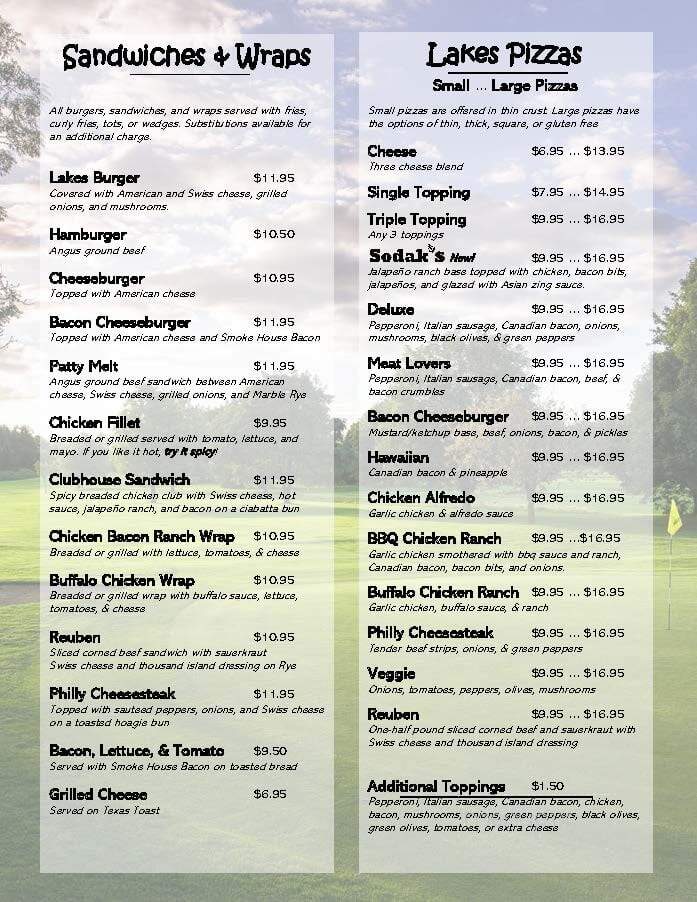 The Lakes Bar & Grill - Wentworth, SD menu_pic