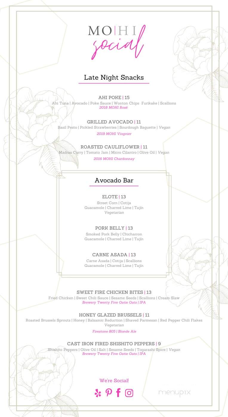 Mohi Social - Morgan Hill, CA menu_pic