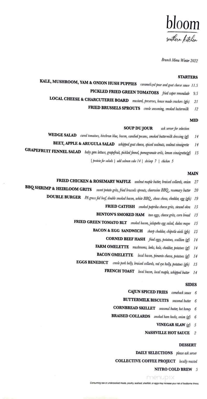 Bloom Southern Kitchen - Chester Springs, PA menu_pic