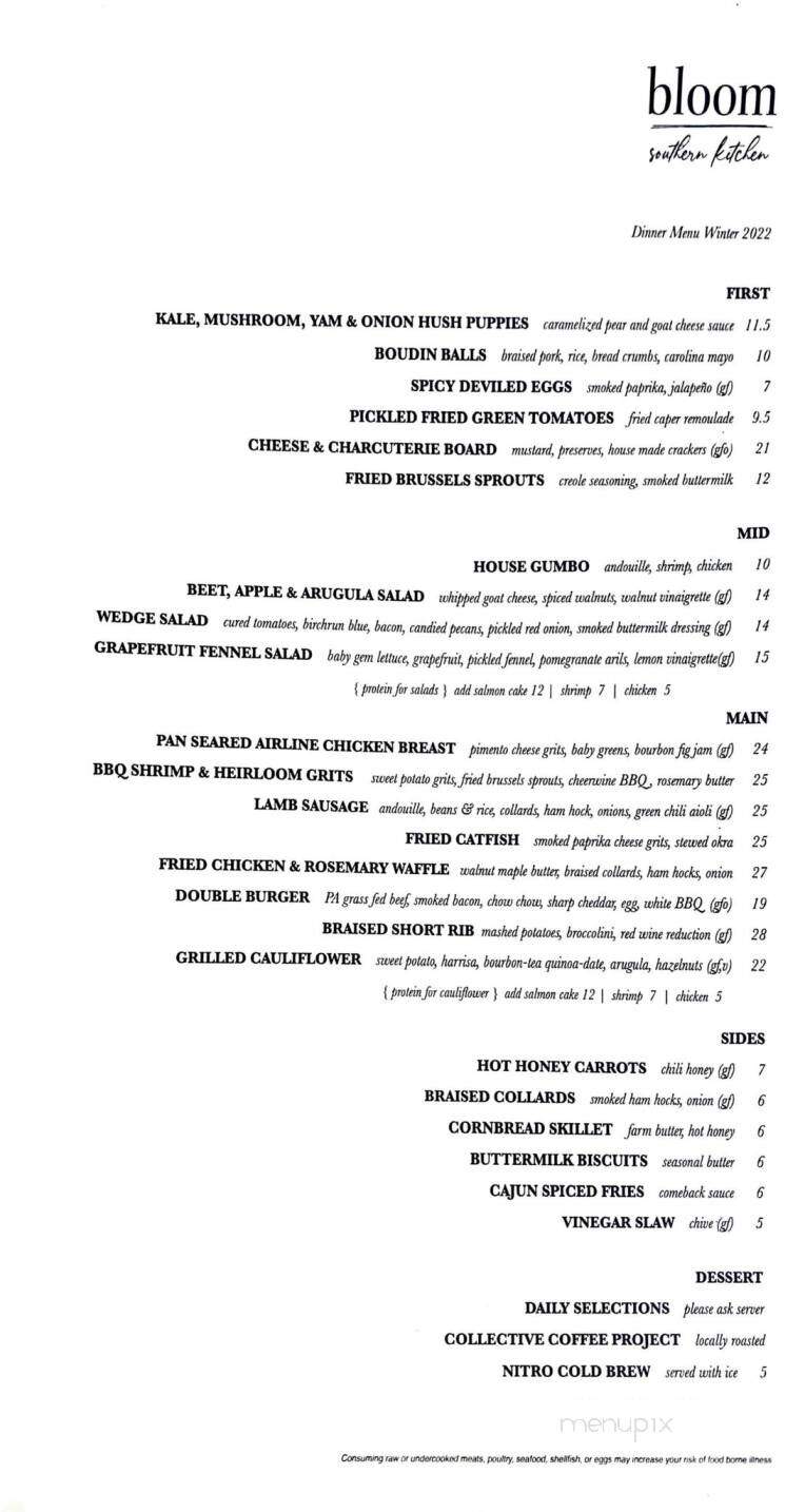 Bloom Southern Kitchen - Chester Springs, PA menu_pic