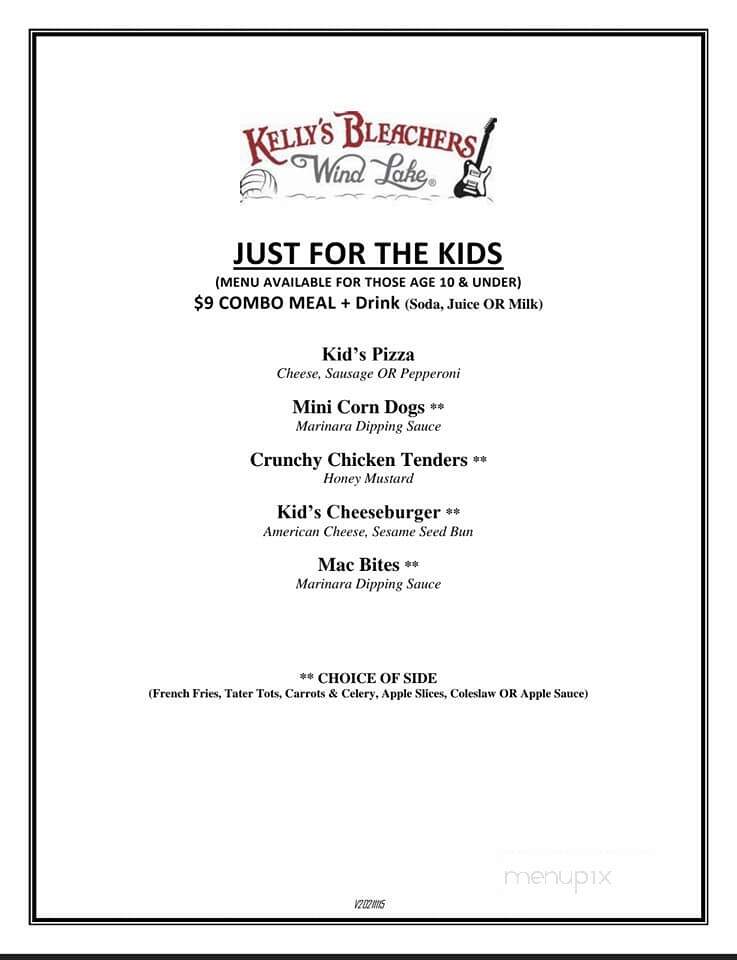 Kelly's Bleachers II - Wind Lake, WI menu_pic