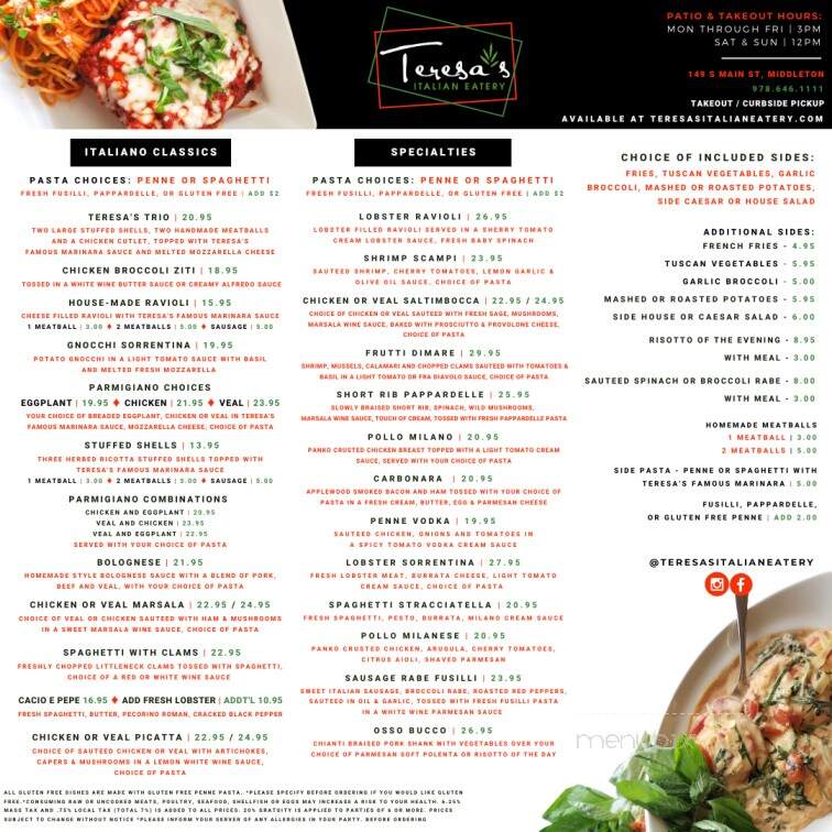 Teresa's Italian Eatery - Middleton, MA