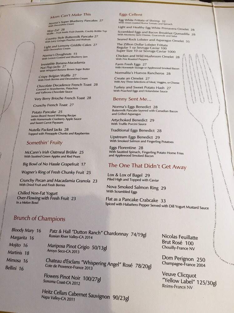 Norma's - Parker Palm Springs - Palm Springs, CA menu_pic