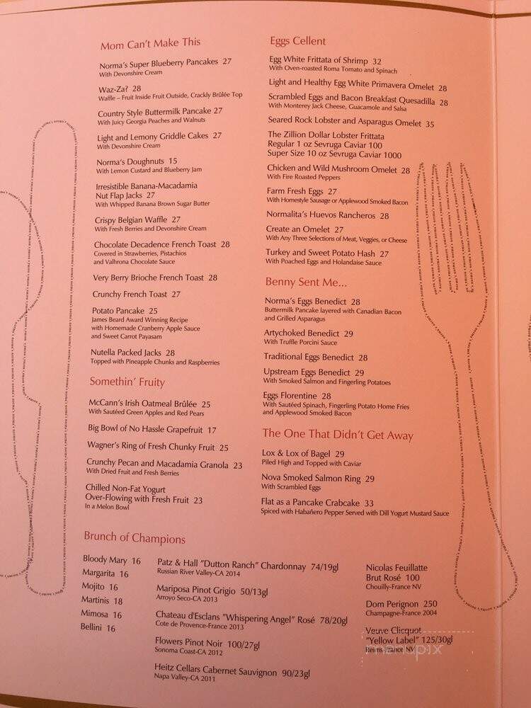 Norma's - Parker Palm Springs - Palm Springs, CA menu_pic