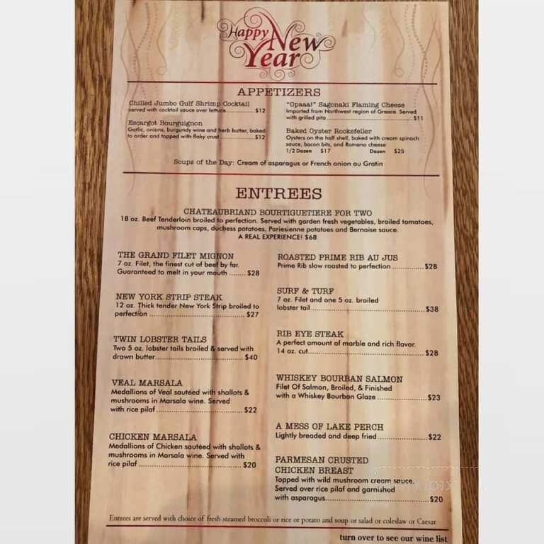 Nicks 22nd Street Steakhouse - Shelby Township, MI menu_pic