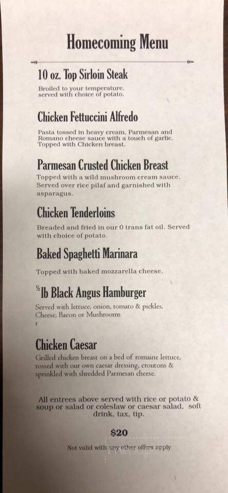 Nicks 22nd Street Steakhouse - Shelby Township, MI menu_pic