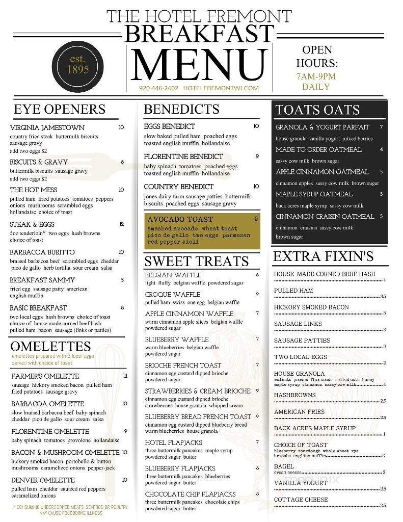 Hotel Freemont - Fremont, WI menu_pic