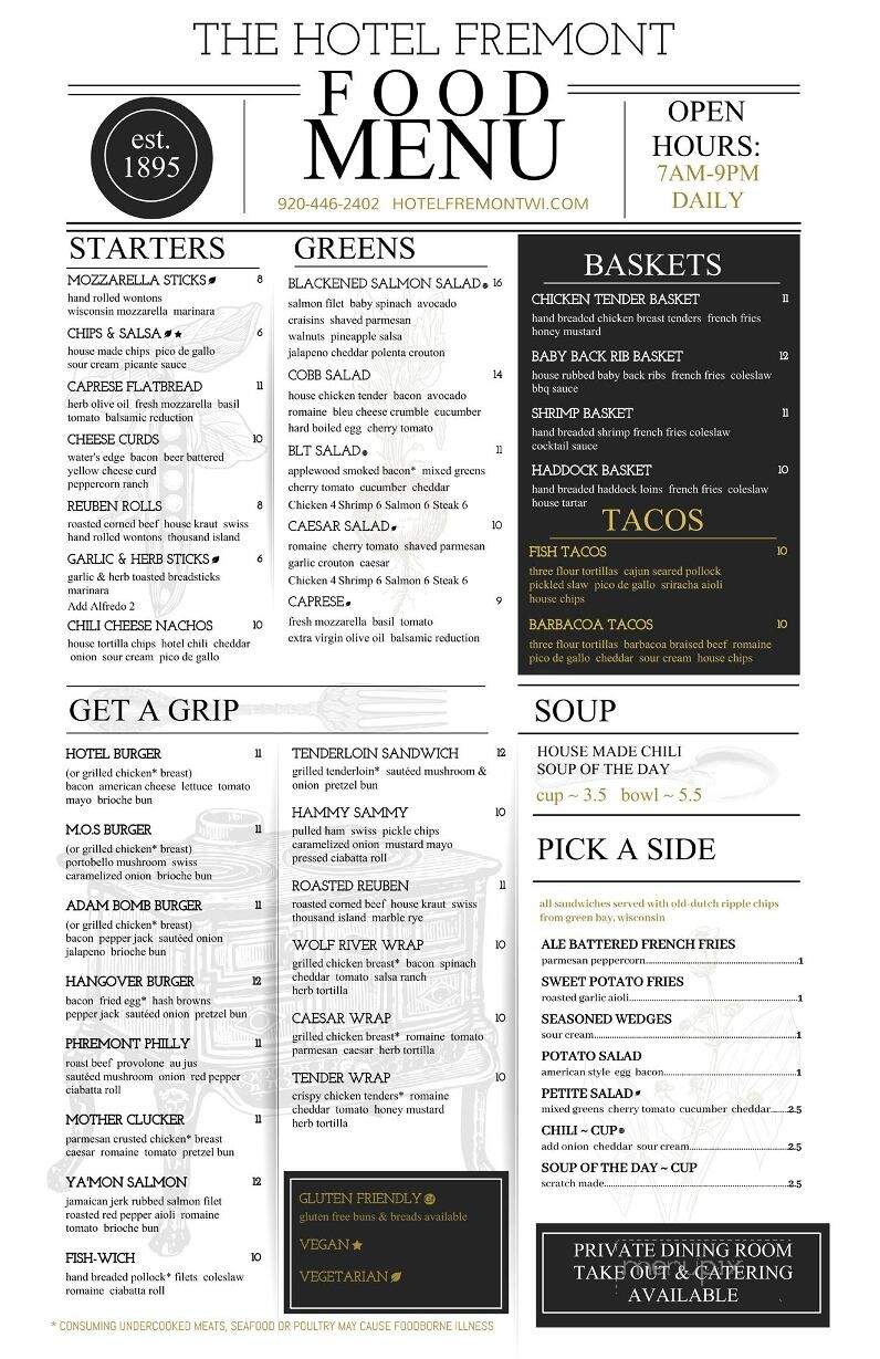 Hotel Freemont - Fremont, WI menu_pic