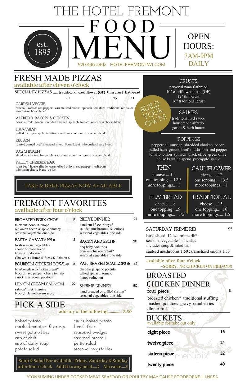 Hotel Freemont - Fremont, WI menu_pic