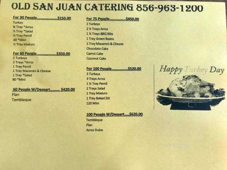 Old San Juan Restaurant - Camden, NJ menu_pic
