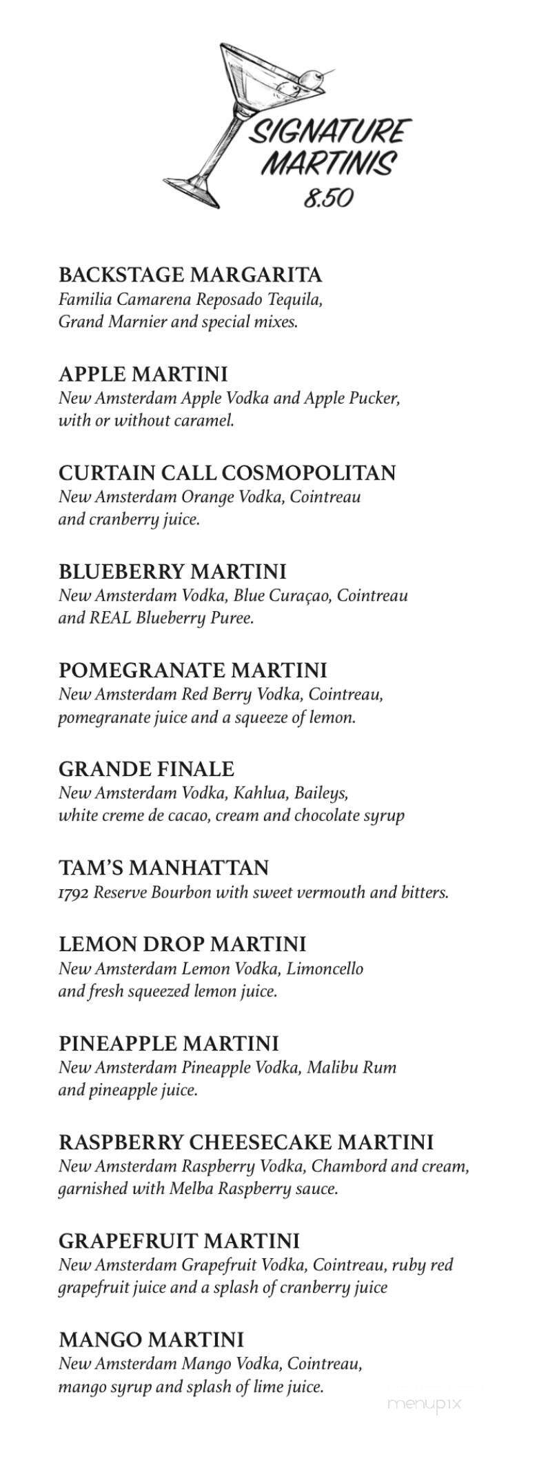 Tam's Backstage - Cumming, GA menu_pic