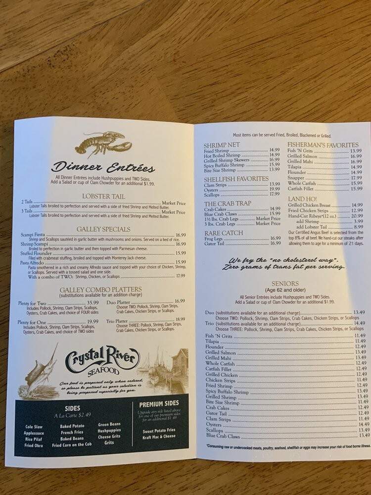 Menu of Crystal River Seafood in Jacksonville, FL 32210