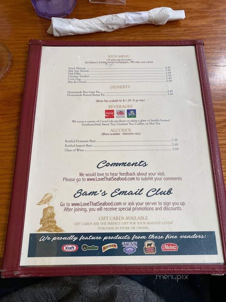 Crystal River Seafood - Jacksonville, FL menu_pic