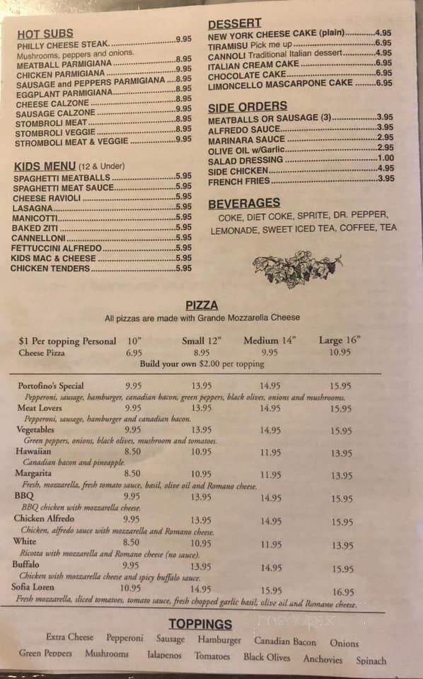 Portofino's Italian Restaurant and Pizza - Ankeny, IA menu_pic