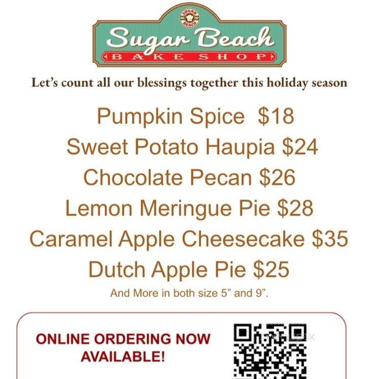Sugar Beach Bake Shop - Kihei, HI menu_pic