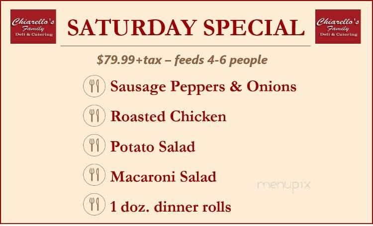 Chiarello's Hamilton Food Market - Trenton, NJ menu_pic