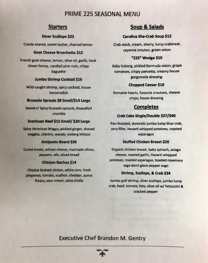 Prime 225 - Chesapeake City, MD menu_pic