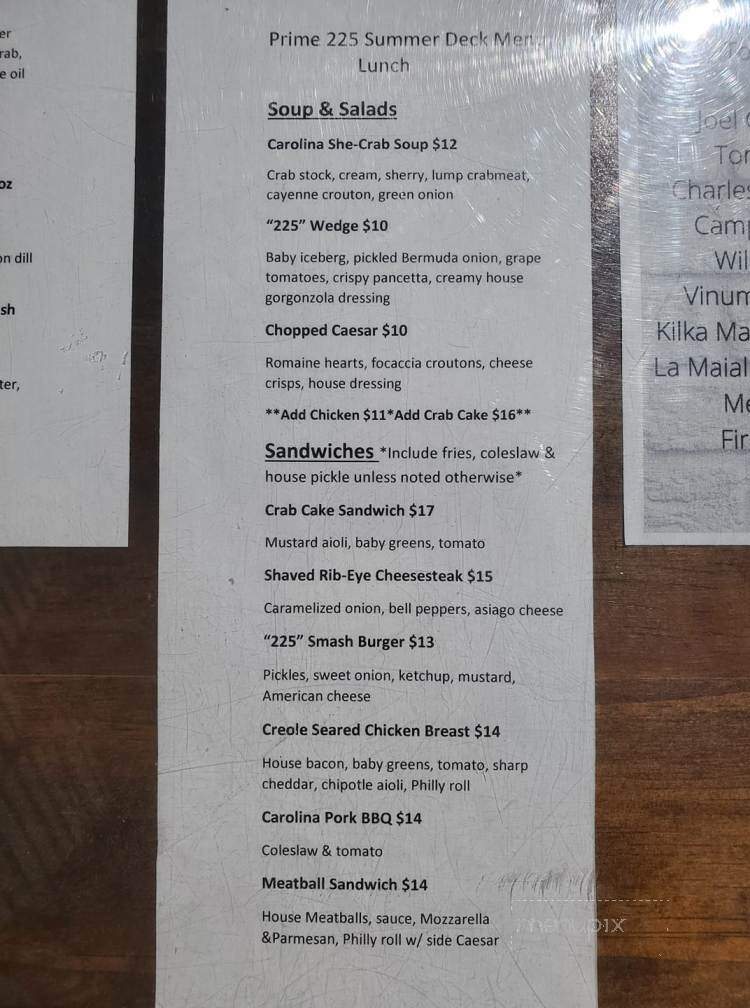 Prime 225 - Chesapeake City, MD menu_pic