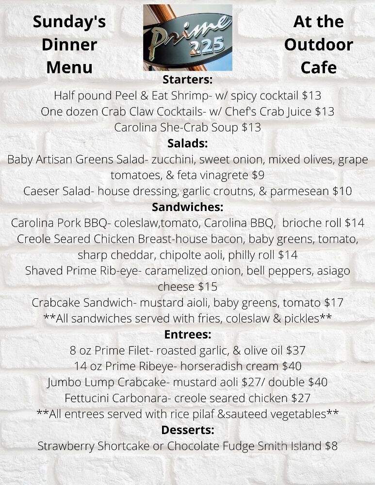 Prime 225 - Chesapeake City, MD menu_pic