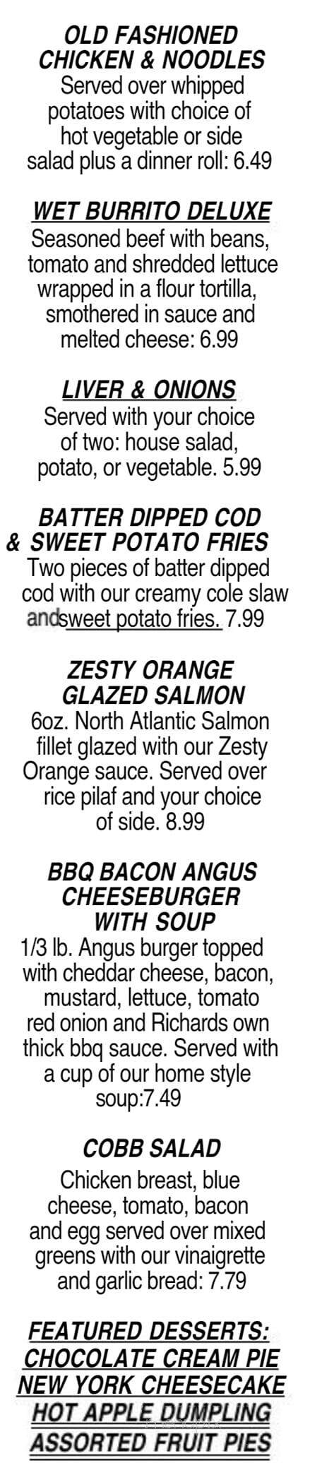 Richards Restaurant - Hartford City, IN menu_pic