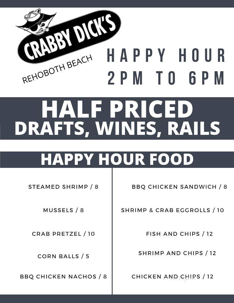 Crabby Dicks Restaurant - Rehoboth Beach, DE menu_pic