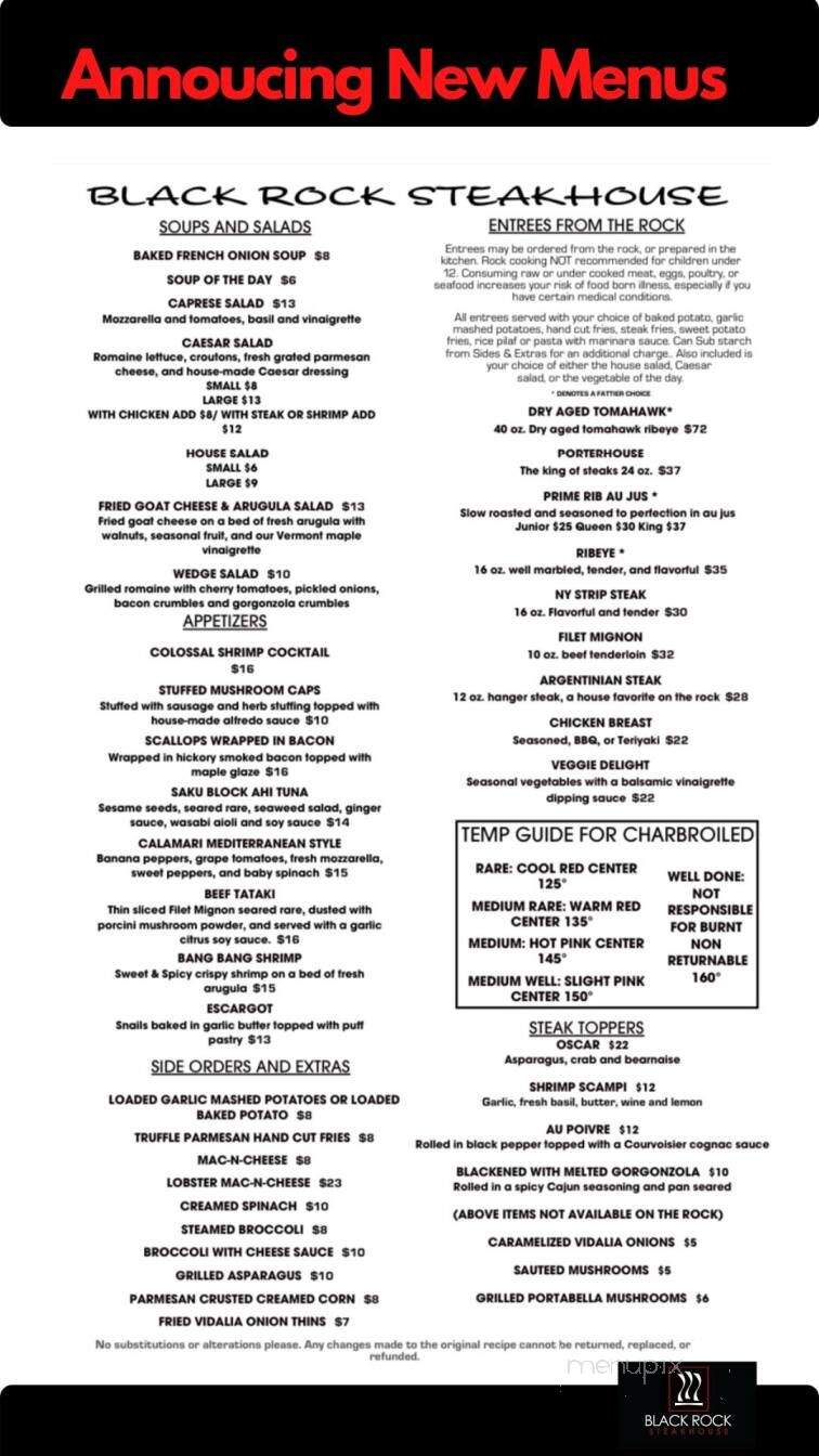 Black Rock Steakhouse - Springfield, VT menu_pic