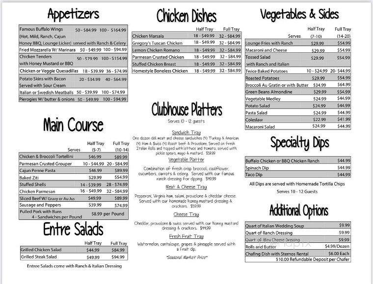 North Park Lounge Clubhouse - Gibsonia, PA menu_pic