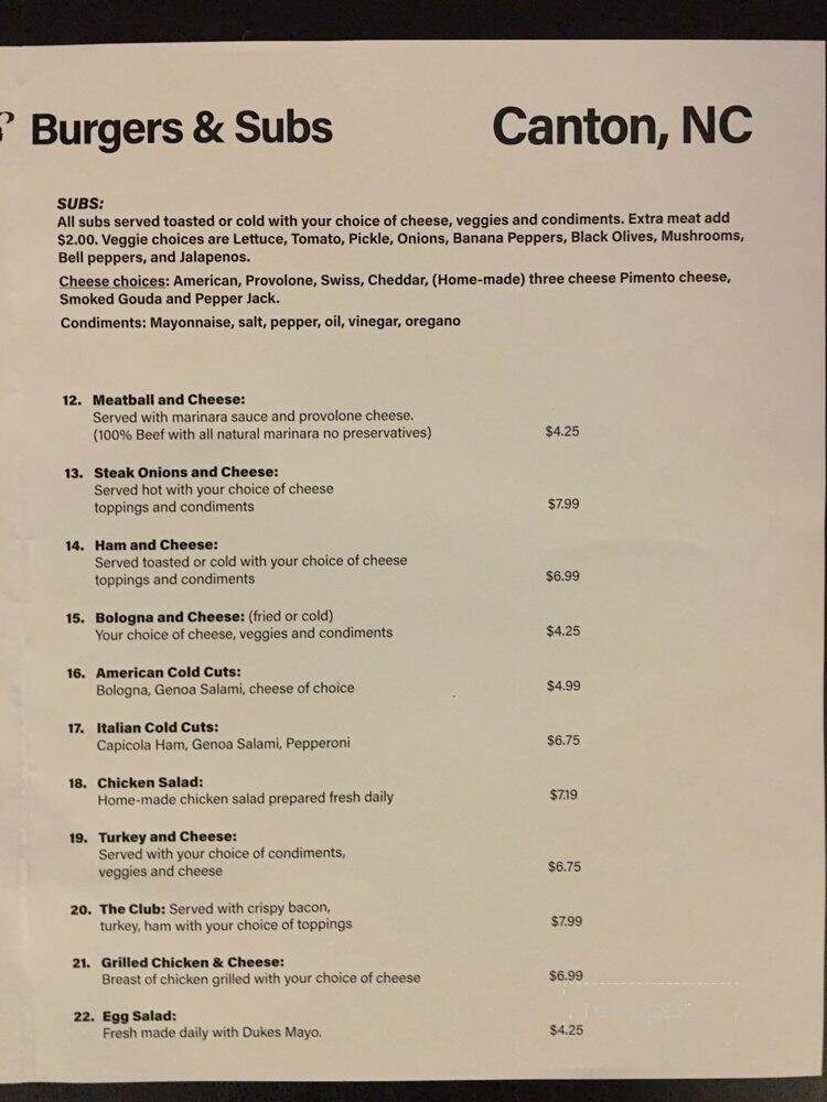 JRO's Burgers & Subs - Canton, NC menu_pic