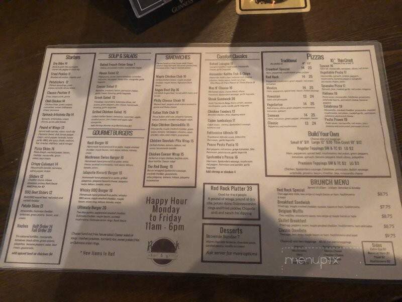 Red Rock Bar & Grill - Calgary, AB menu_pic