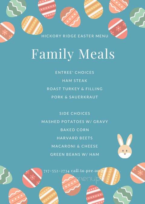 Hickory Ridge Restaurant - Chambersburg, PA menu_pic