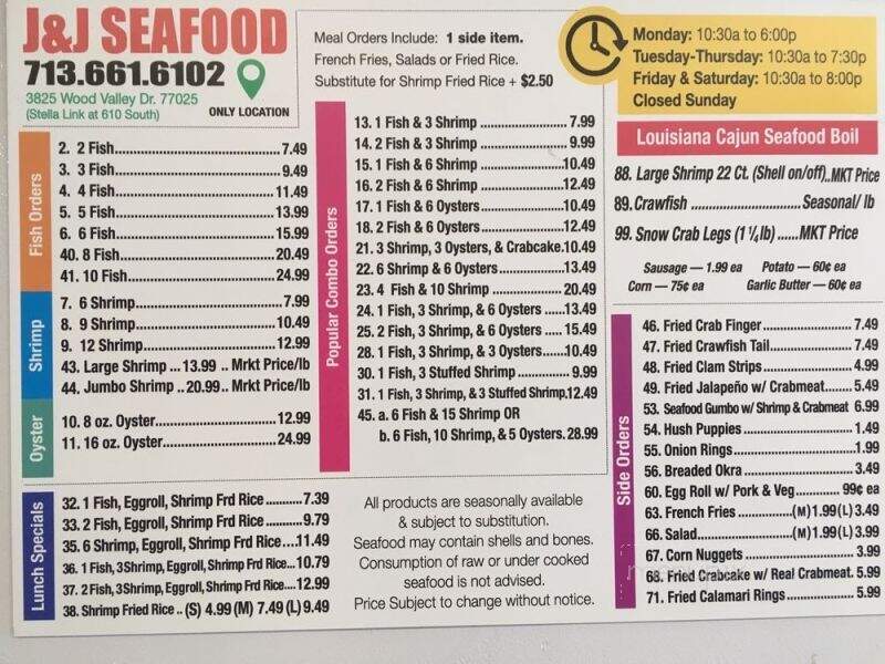 JJ Seafood Market - Houston, TX menu_pic