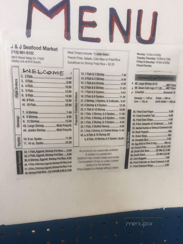 JJ Seafood Market - Houston, TX menu_pic