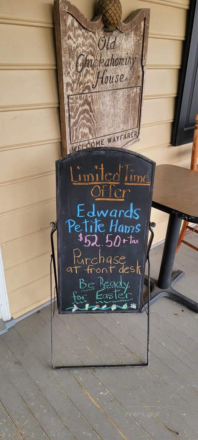 Old Chickahominy House - Williamsburg, VA menu_pic